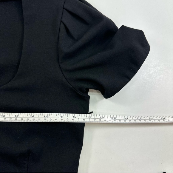 Hugo Boss Black Belted Dress Size Large Short Sleeve Scoop Neck Midi - Picture 8 of 10